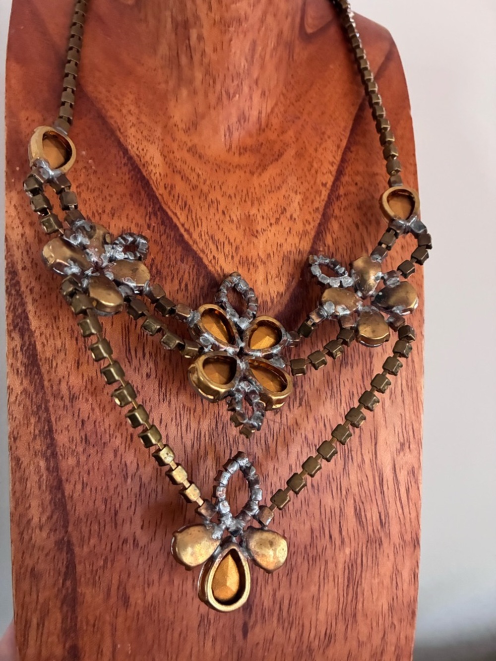 Antique Crystal Floral Multi-Strand Statement Necklace Husar D - Picture 6 of 7